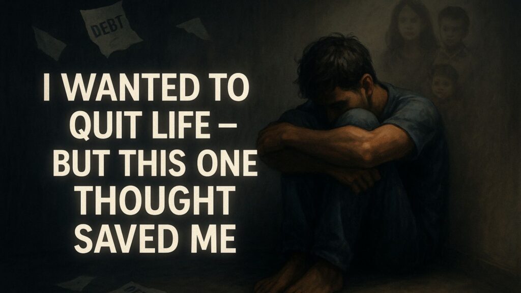 A young man sitting alone on a dark floor, head in hands, surrounded by shadows—symbolizing depression, hopelessness, and emotional pain. I wanted to quit life