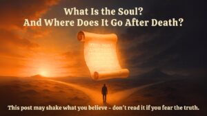 what is the soul and where does it go after death – A powerful visual showing the journey of the soul leaving the body after death, entering a mysterious new realm of peace or consequence.